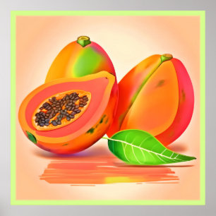 Sliced Papaya Freshness Poster