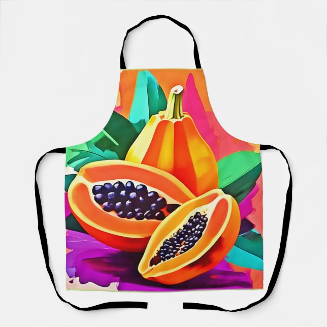 Sliced Papaya Pop Art Apron (Front)