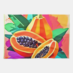Sliced Papaya Pop Art Kitchen Towel