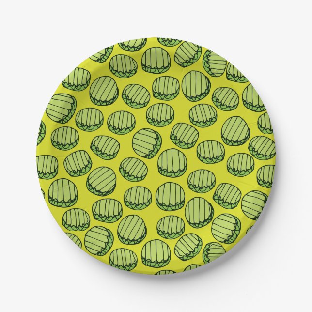 Sliced Pickles Pattern Paper Plate (Front)
