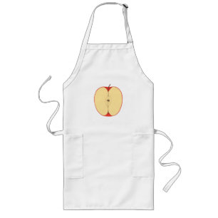 Sliced Red Apple With Seeds Aprons, customizable Long Apron