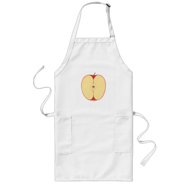 Sliced Red Apple With Seeds Aprons, customizable Long Apron (Front)