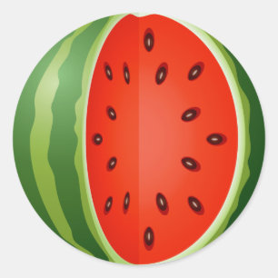 SLICED WATERMELON CLASSIC ROUND STICKER
