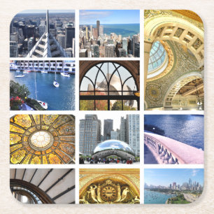 Slices of Chicago Square Paper Coaster