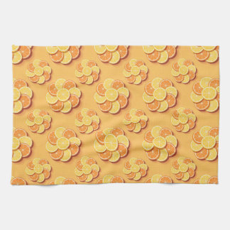 Slices of lemons and oranges kitchen towel