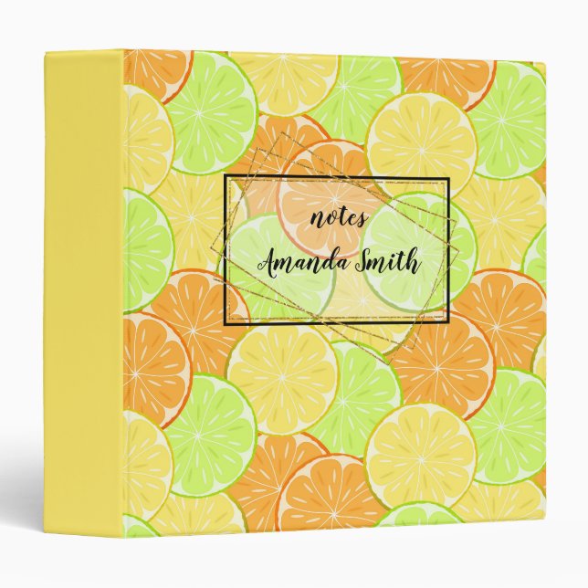 Slices of orange, lemon, lime personalized binder (Front/Spine)