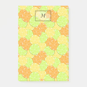 Slices of orange, lemon, lime post-it notes