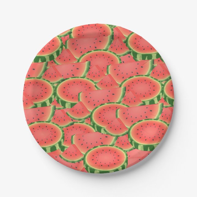 Slices of Watermelon Pattern Paper Plate (Front)