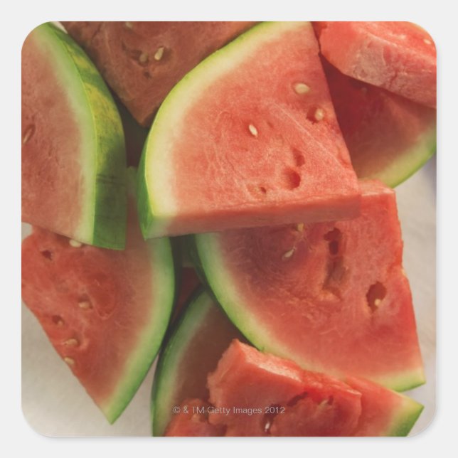 Slices of watermelon square sticker (Front)