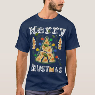 Slices Pizza Christmas Tree Lights - Merry Crustma T-Shirt