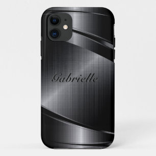 Slick Black Design Brushed Aluminum Look iPhone 11 Case