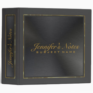 Slick Black Monochromatic Metallic Design Binder