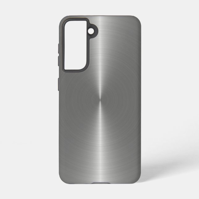 Slick Faux Metallic Silver Stainless Steel Look Samsung Galaxy S21 Case (Back)
