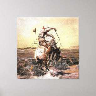 “Slick Rider” Western Art by Charles M Russell Canvas Print