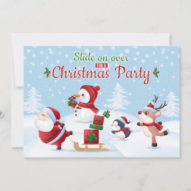 Slide on Over for a Christmas Party Invitation (Front)