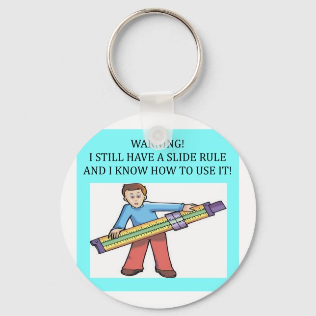 slide rule math humour keychain (Front)