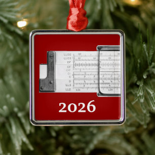 Slide Rule Metal Ornament