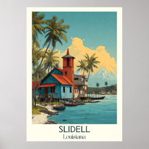 Slidell Louisiana Vintage Bayou Lighthouse Art Poster