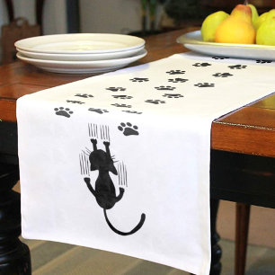 Sliding Cats & Paw Prints Short Table Runner