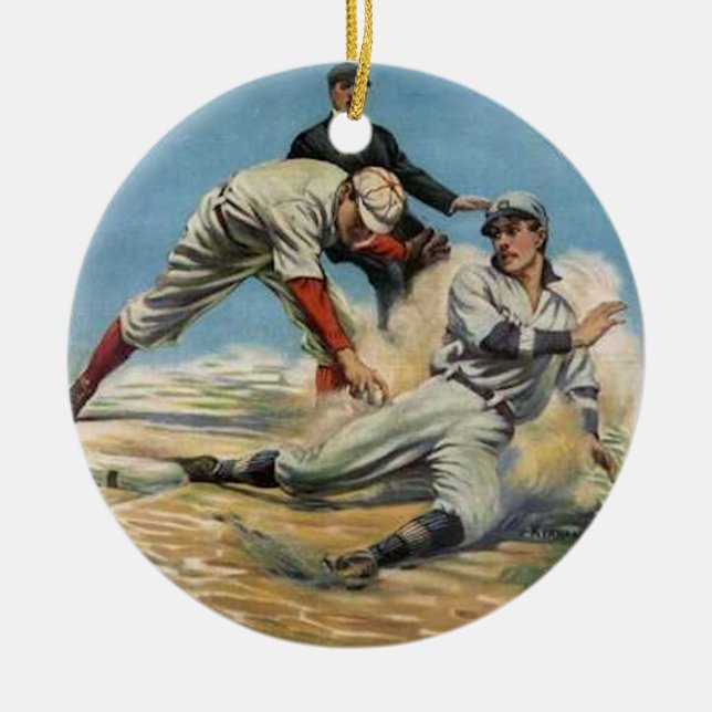 Sliding Home Ceramic Ornament (Front)
