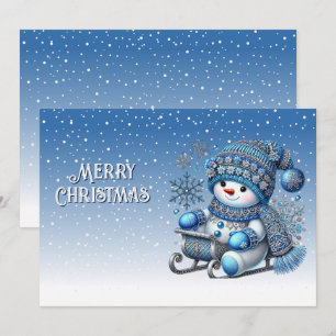 Sliding Snowman Christmas Holiday Card
