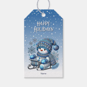 Sliding Snowman Christmas Holiday Gift Tag