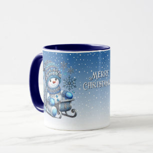 Sliding Snowman Christmas Holiday Mug
