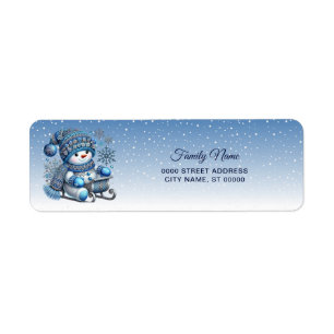 Sliding Snowman Christmas Holiday Return Address
