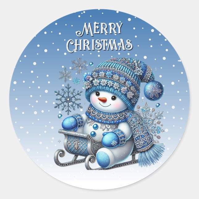 Sliding Snowman Christmas Holiday Sticker (Front)