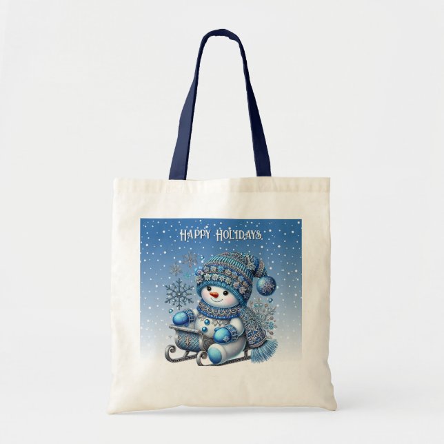 Sliding Snowman Sac fourre-tout de Noël (Devant)