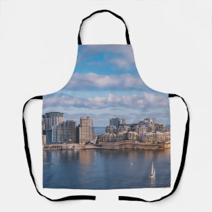 Sliema harbor and skyscrapers in Malta Apron