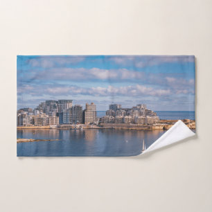 Sliema harbour and skyscrapers in Malta Bath Towel Set