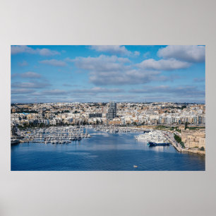 Sliema harbour with modern buildings and boats poster