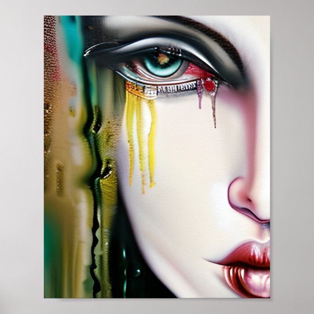 Slightly Creepy but Beautiful Woman with Tears Poster (Front)