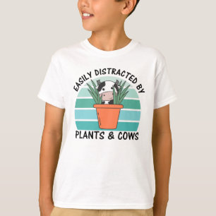 Slightly Distracted By Cows And Vintage Plants T-Shirt