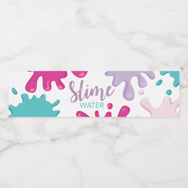 Slim anniversaire bouteille d'eau étiquette rose (Étiquettes simples)
