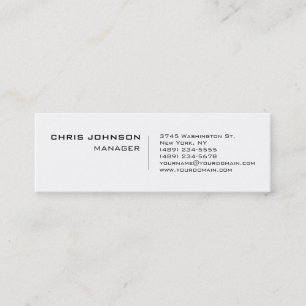 Slim Black White Unique Manager Business Card