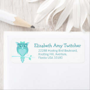 Slim graphic owl reply address labels