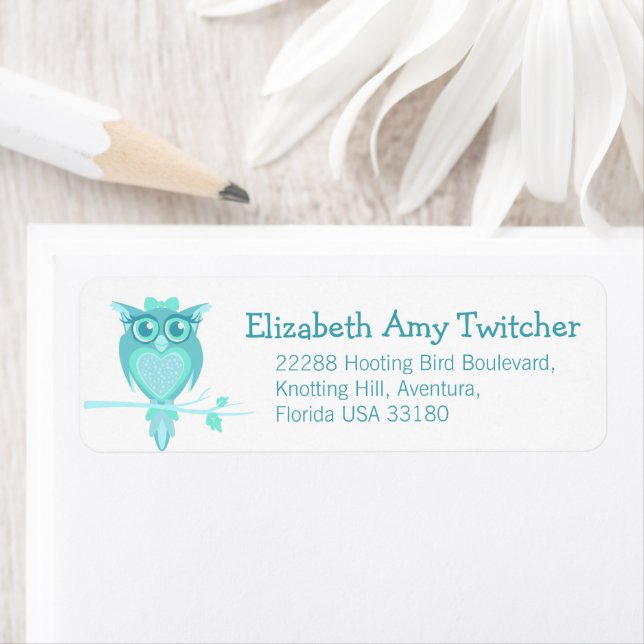 Slim graphic owl reply address labels (Insitu)