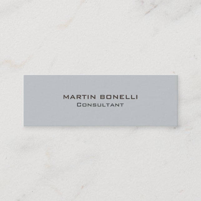 Slim Grey Plain Exclusive Mini Business Card (Front)