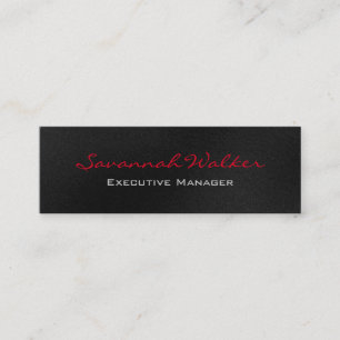 Slim Grey Red Script Professional Modern Trendy Mini Business Card