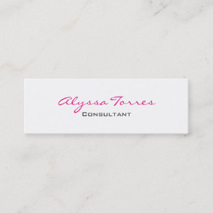 Slim Grey White Pink Professional Modern Trendy Mini Business Card