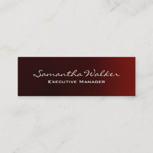 Slim Handwriting Modern Trendy Reddish Brown Mini Business Card