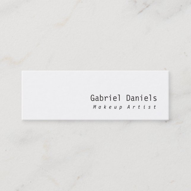 Slim Modern Plain Black White Professional Mini Business Card (Front)