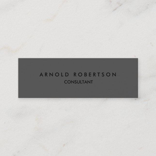 Slim Modern Plain Grey Trendy Business Card (Front)