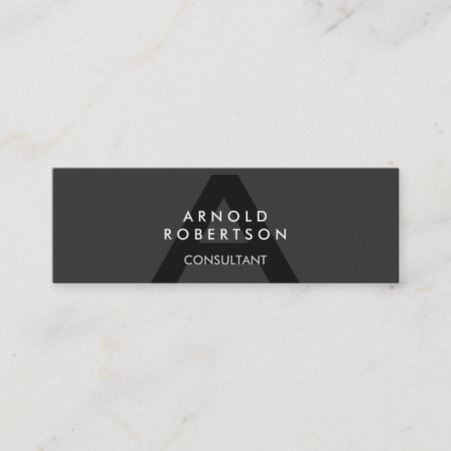 Slim Monogram Grey Trendy Business Card (Front)
