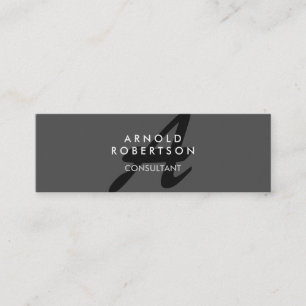 Slim Monogram Plain Grey Trendy Business Card