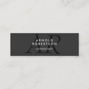 Slim Monogram Plain Grey Trendy Business Card
