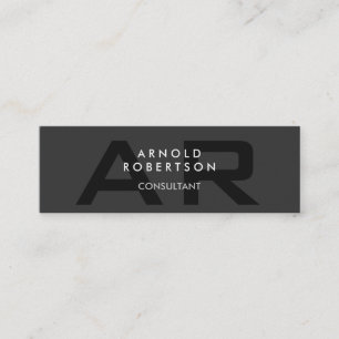 Slim Monogram Plain Grey Trendy Business Card