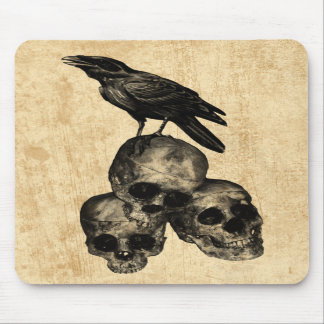 Slim Pickings Crow Skulls Gothic Art Mousepad